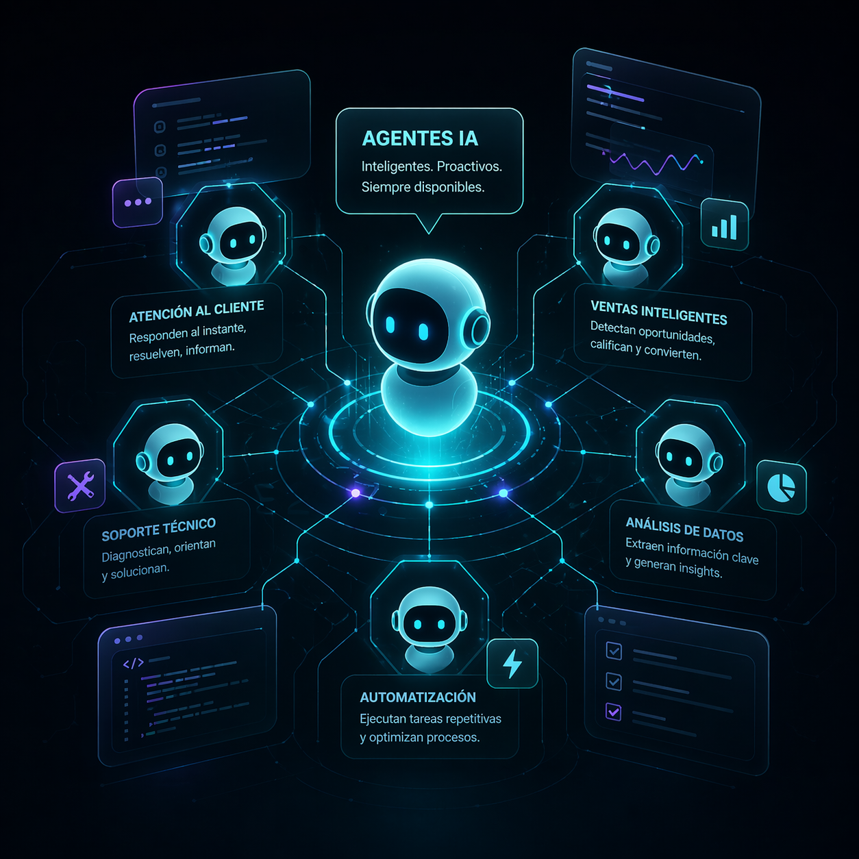 Futuristic digital neural network with glowing cyan nodes and intricate connections on a dark tech background, cinematic lighting